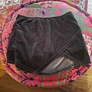 🩶 Olivaceous grey Velvet asymmetrical mini skirt / skort